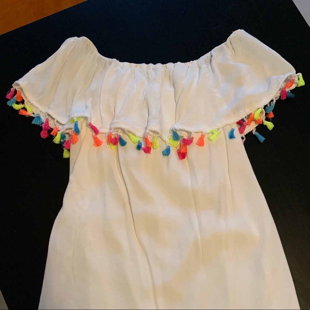 Forever 21 off the shoulder pom pom dress
